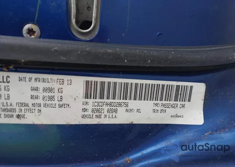 2013 Dodge Dart Aero from USA, damaged, VIN 1C3CDFAH8DD286756